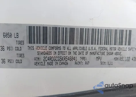 2019 Dodge Grand Caravan Sxt from USA, damaged, VIN 2C4RDGCG5KR546041